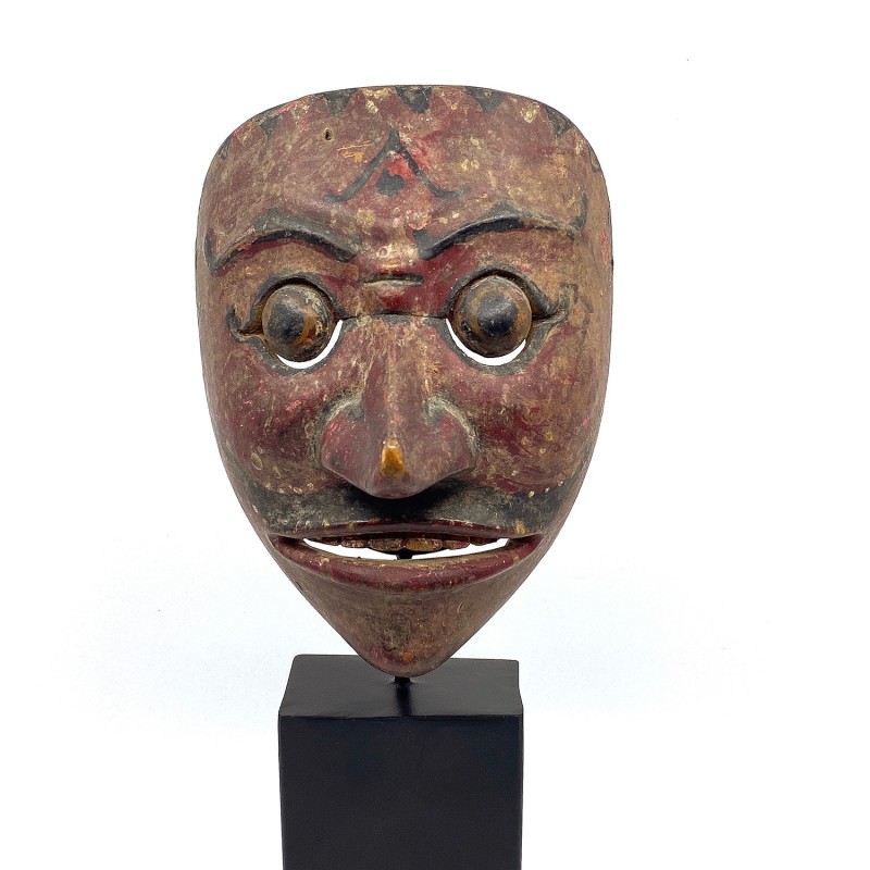 Masque javanais Wayang  Topeng ancien en bois sculpté peint