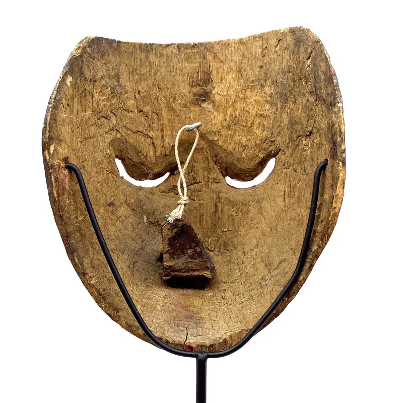 Masque javanais Wayang  Topeng ancien homme à la moustache en bois sculpté peint