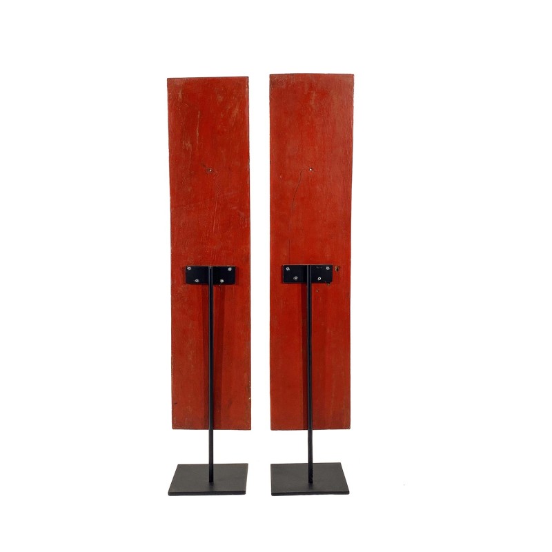 Panneaux anciens en bois laqués nommés Kamawaça, reliure de livre ancien de temple birman