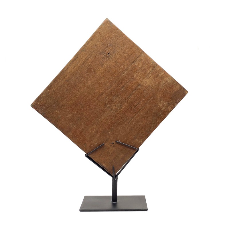 Panneau décoratif aux motifs floraux en bois sculpté, peinture polychrome, partie extérieure d'une maison javanaise