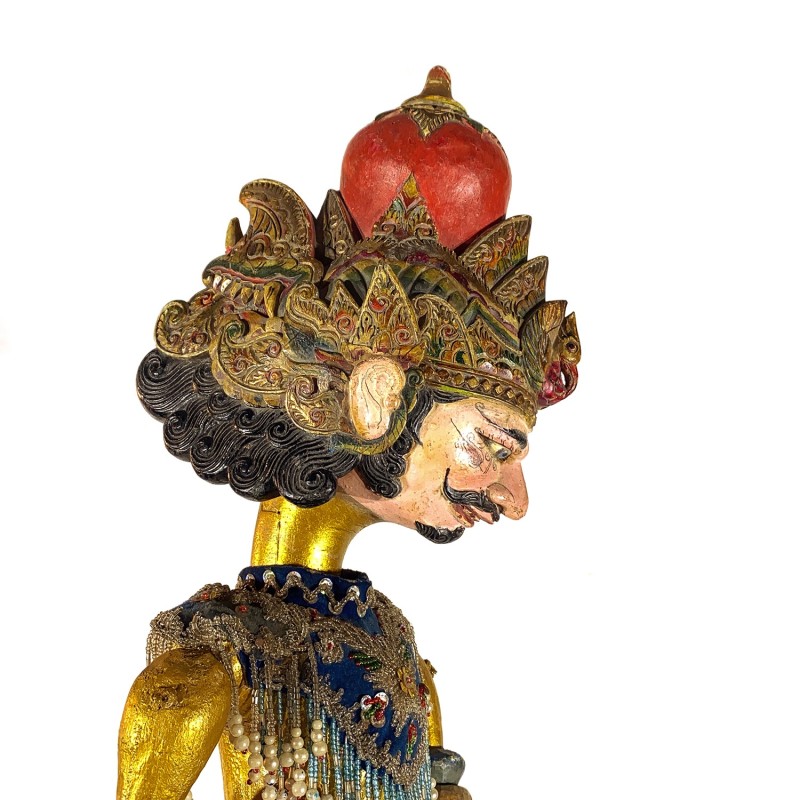 Marionnette  javanaise  Wayang Golek,  grand modèle personnage du Roi, bois peint