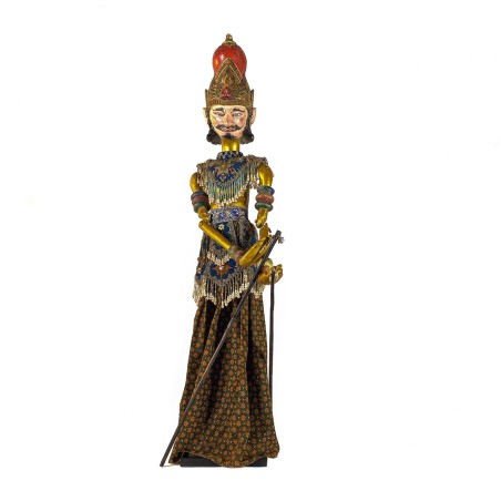 Marionnette  javanaise  Wayang Golek,  grand modèle personnage du Roi, bois peint
