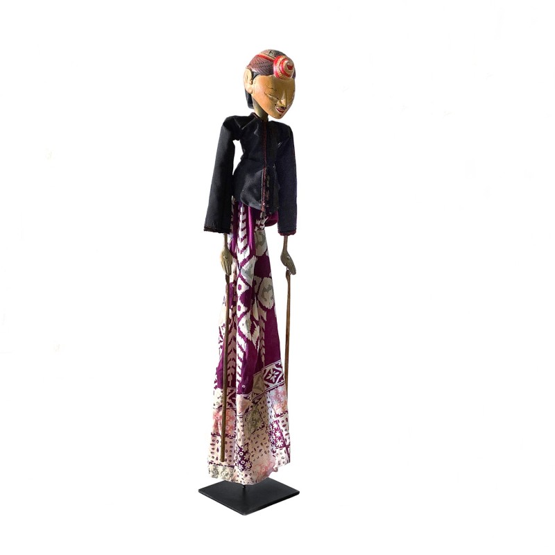 Marionnette contemporaine  javanaise  Wayang Golek,   personnage masculin, bois peint