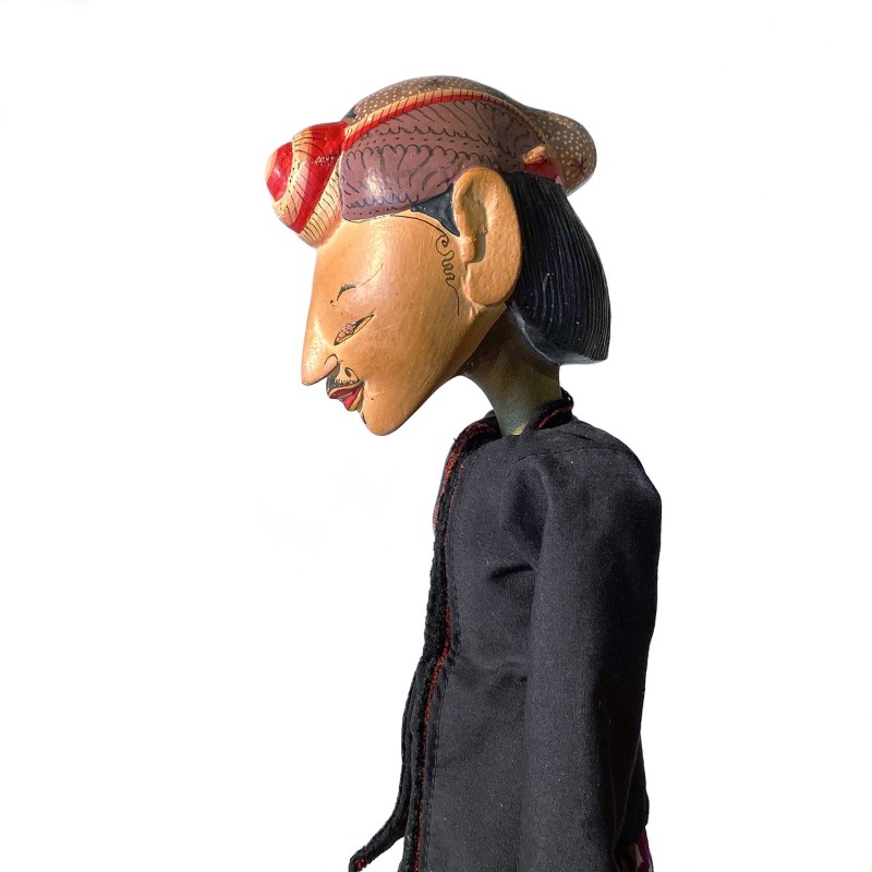 Marionnette contemporaine  javanaise  Wayang Golek,   personnage masculin, bois peint