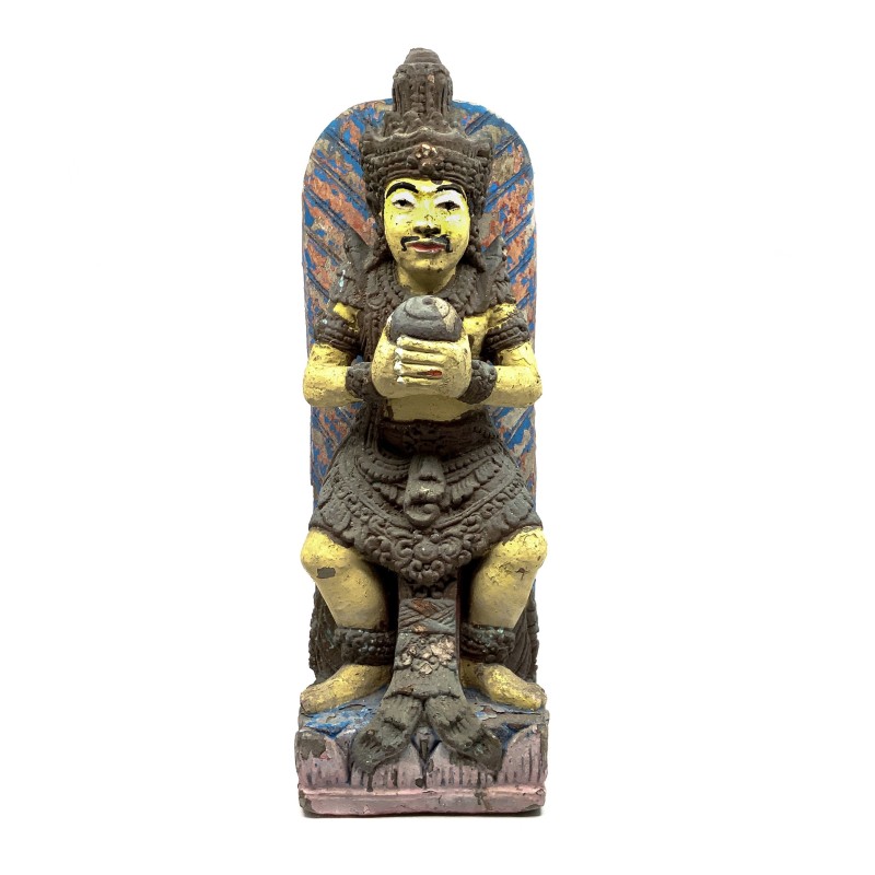 Statue d'un personnage balinais, partie de maison balinaise en ciment moulé peint