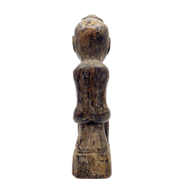 Statue d'ancêtre ancienne anthropomorphe stylisée en bois dur
