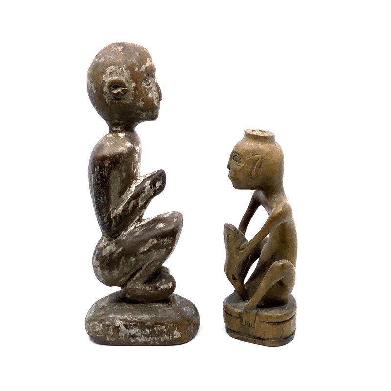 Statues primitives protectrices anciennes en bois tendre