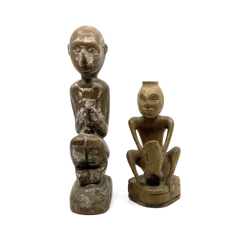 Statues primitives protectrices anciennes en bois tendre