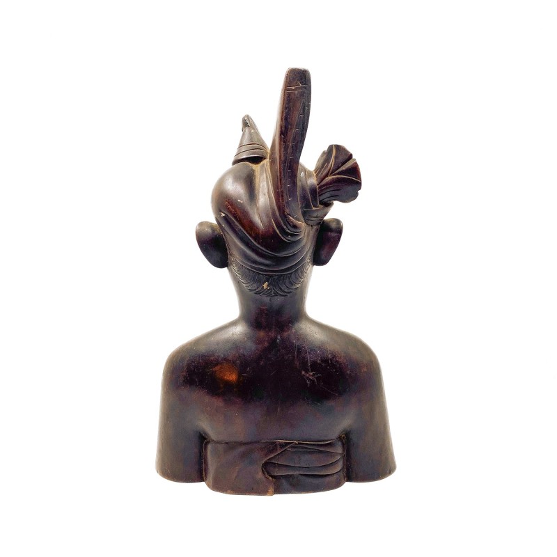 Statue ancienne buste homme  balinais en bois dur