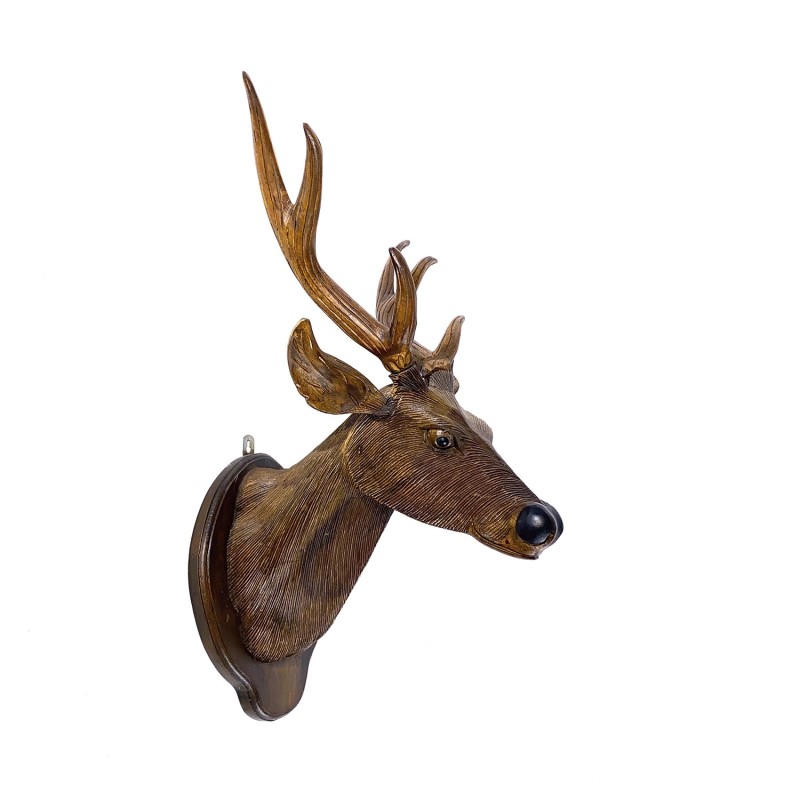 Sculpture murale contemporaine en bois tête chevreuil