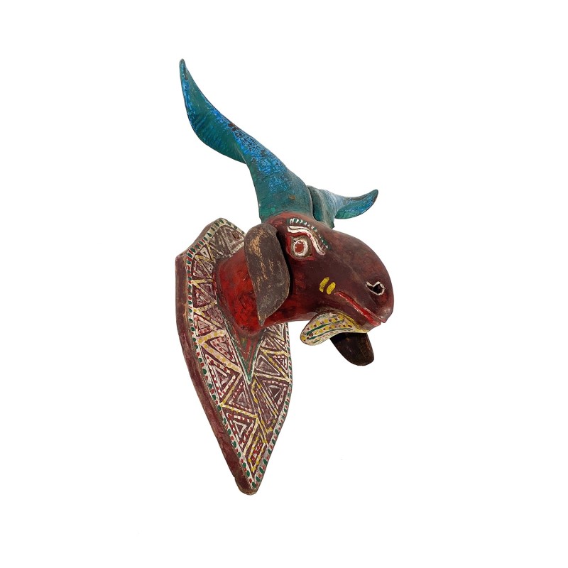 Sculptures murales anciennes  bois paire têtes  boucs