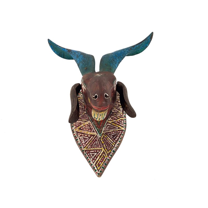 Sculptures murales anciennes  bois paire têtes  boucs