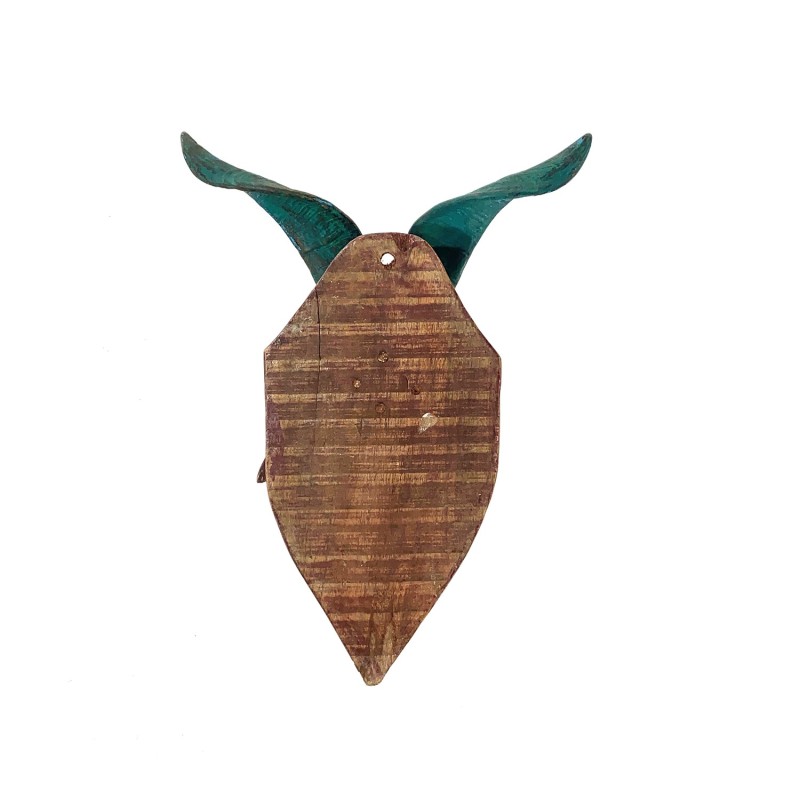 Sculptures murales anciennes  bois paire têtes  boucs