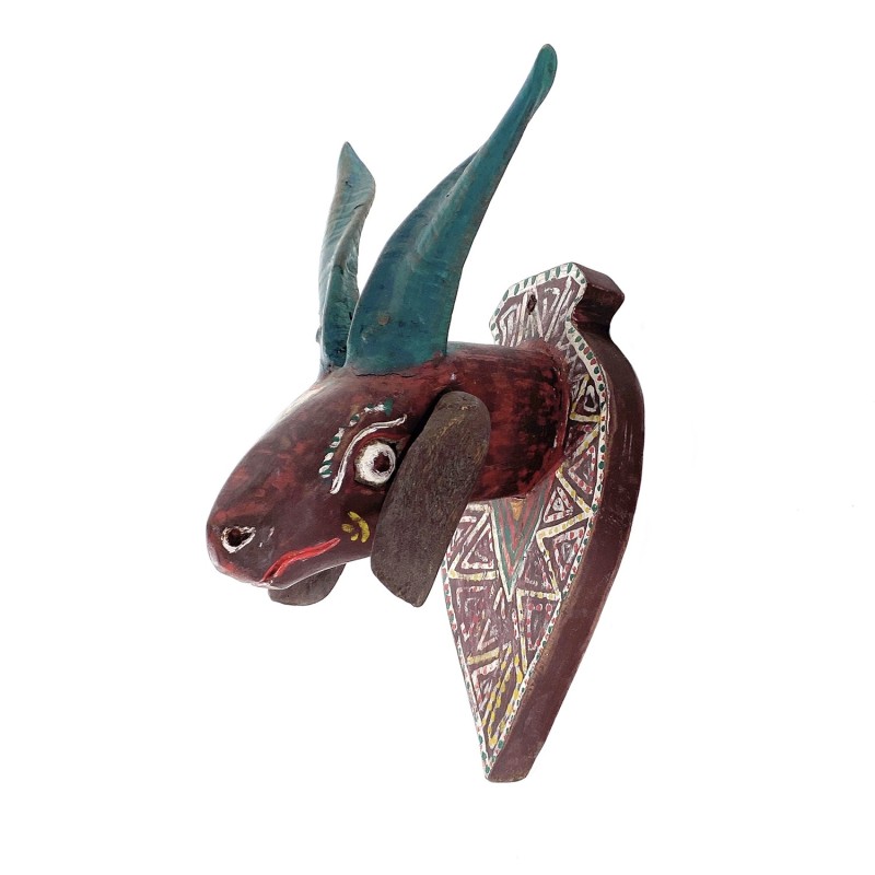 Sculptures murales anciennes  bois paire têtes  boucs