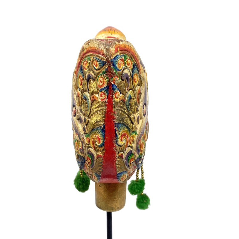 Tête de marionnette ancienne Wayang Golek aux ponpons