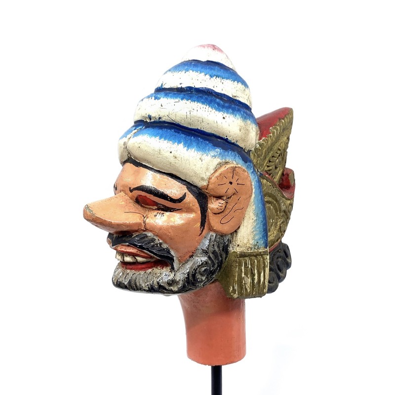 Tête de marionnette ancienne Wayang Golek personnage masculin
