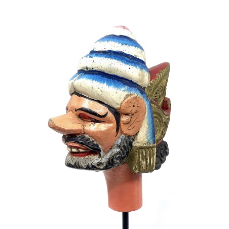 Tête de marionnette ancienne Wayang Golek personnage masculin