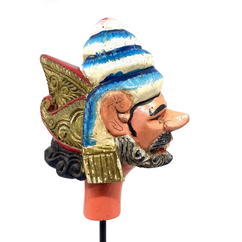 Tête de marionnette ancienne Wayang Golek personnage masculin