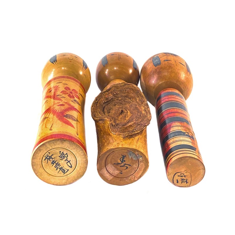 Kokeishis poupées japonaises en bois tourné années 1960