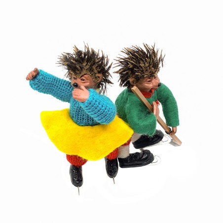 Jouets vintage STEIFF hérissons patineurs  en feutrine et laine