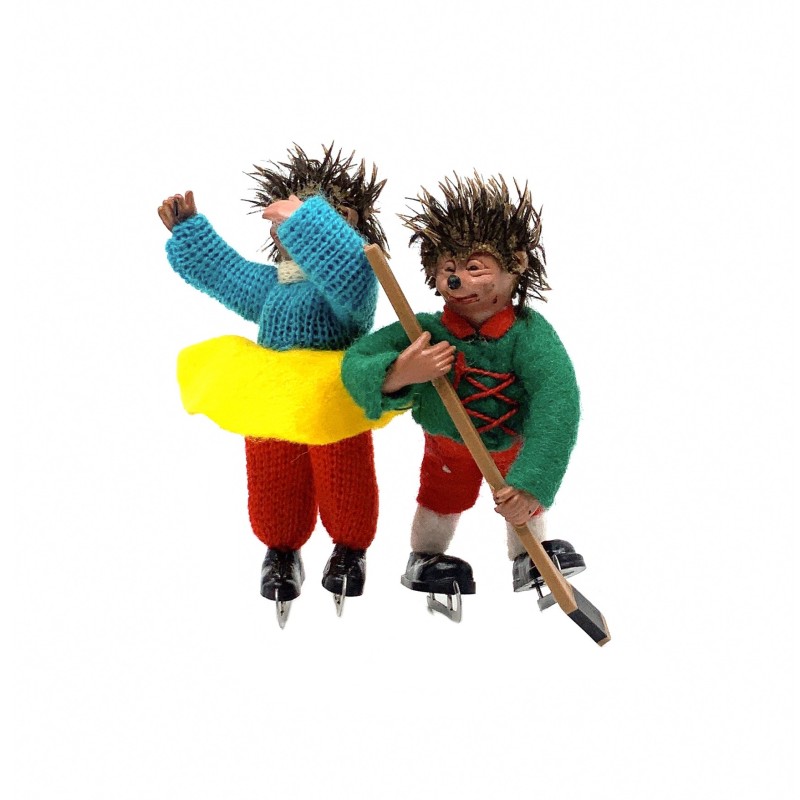 Jouets vintage STEIFF hérissons patineurs  en feutrine et laine