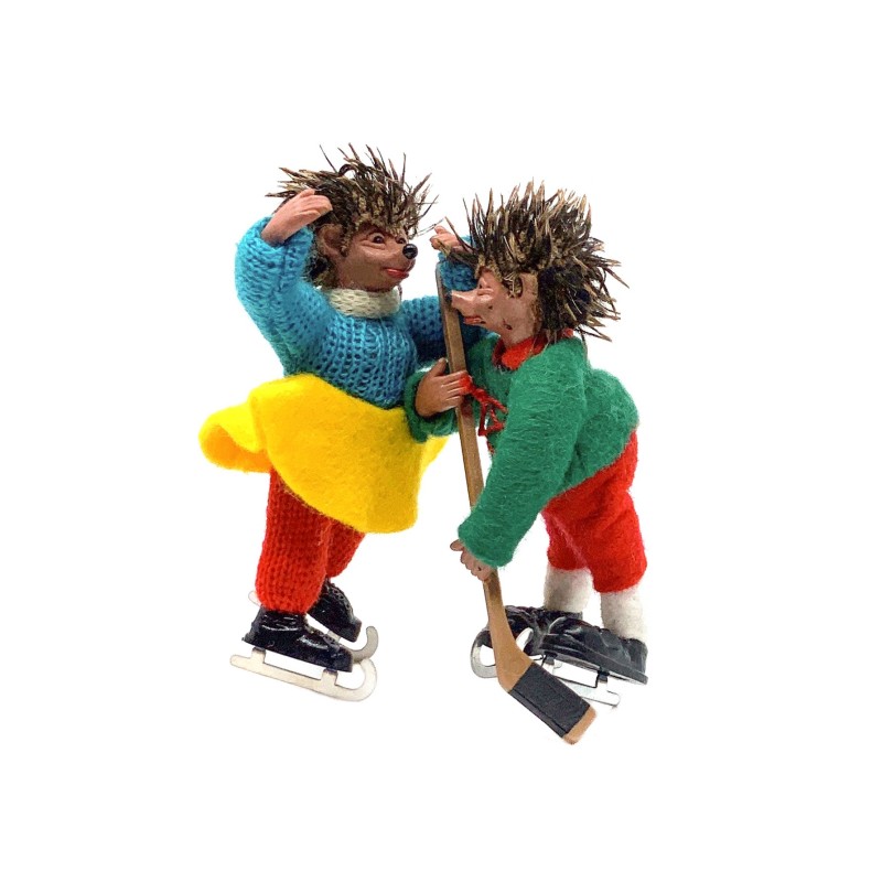 Jouets vintage STEIFF hérissons patineurs  en feutrine et laine