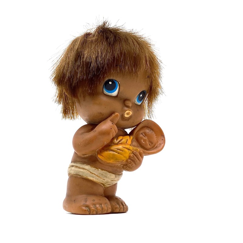 Poupée  japonaise vintage et son bébé emmailloté caoutchouc