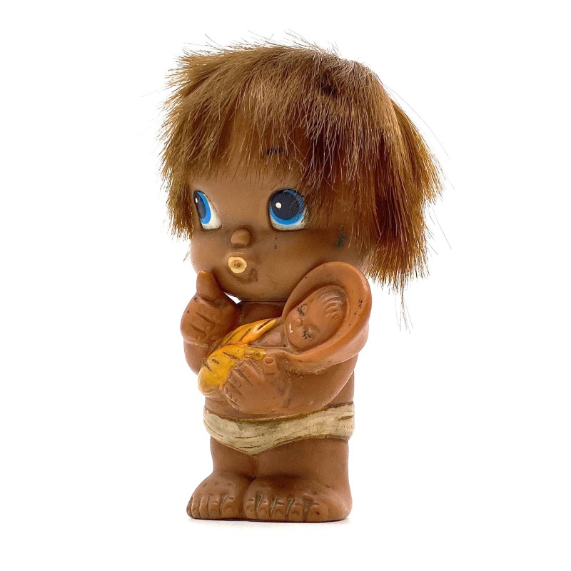 Poupée  japonaise vintage et son bébé emmailloté caoutchouc