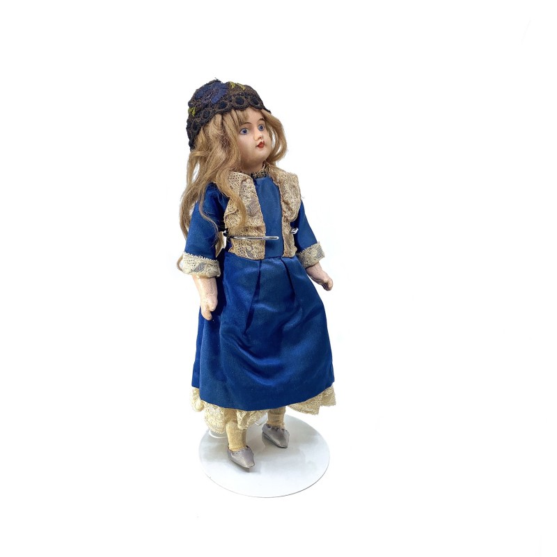 Poupée ancienne de collection tête en porcelaine biscuit corps en bois