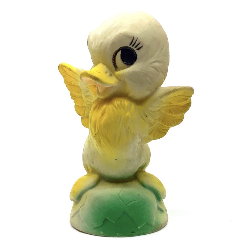 Poupée poussin nommé Pouic-pouic vintage en caoutchouc moulé fonction poulet-pouet