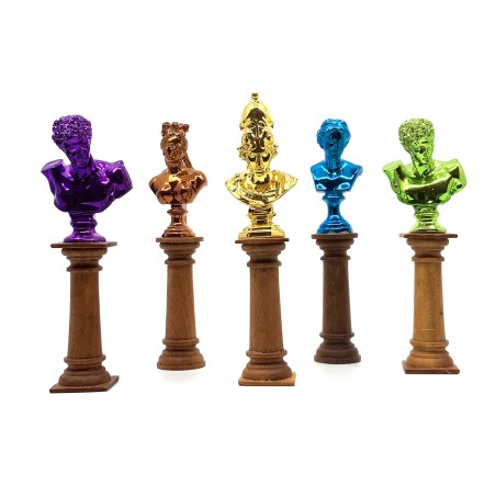 Bustes gréco-romains Grand Tour en résine montés sur bois tourné