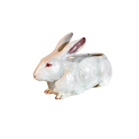 Jardinière lapin albinos en céramique vintage