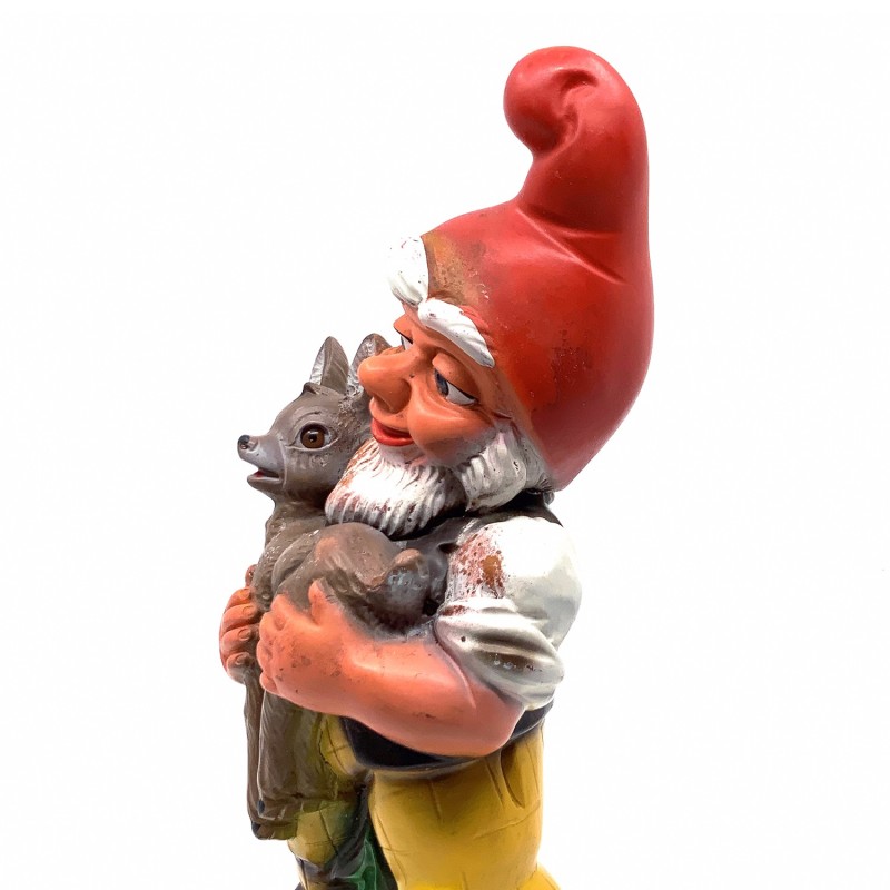 Nain de jardin vintage et son faon caoutchouc