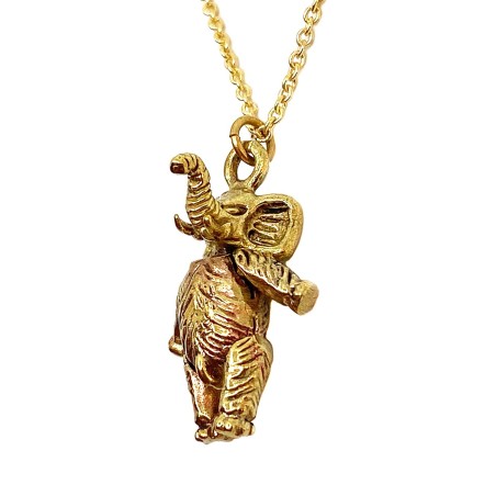 Pendentif  mini éléphant Ganesha articulé en laiton doré