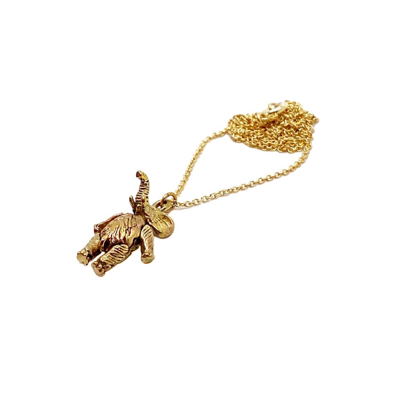 Pendentif  mini éléphant Ganesha articulé en laiton doré