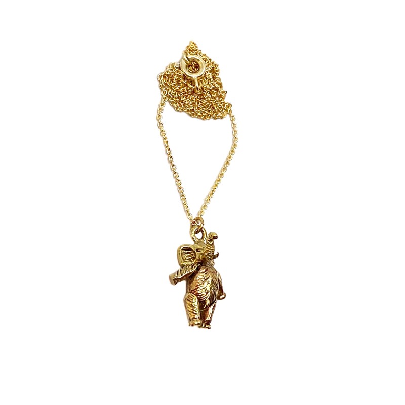 Pendentif  mini éléphant Ganesha articulé en laiton doré