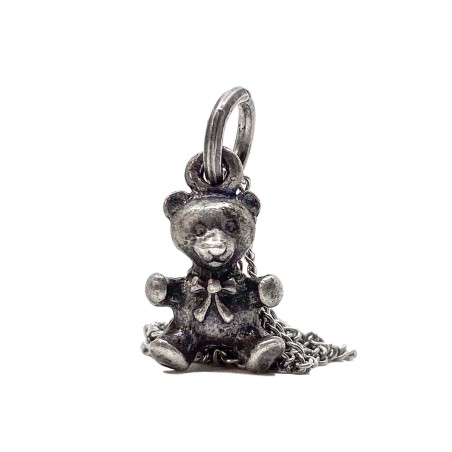 Pendentif mini ourson en argent massif et sa chainette