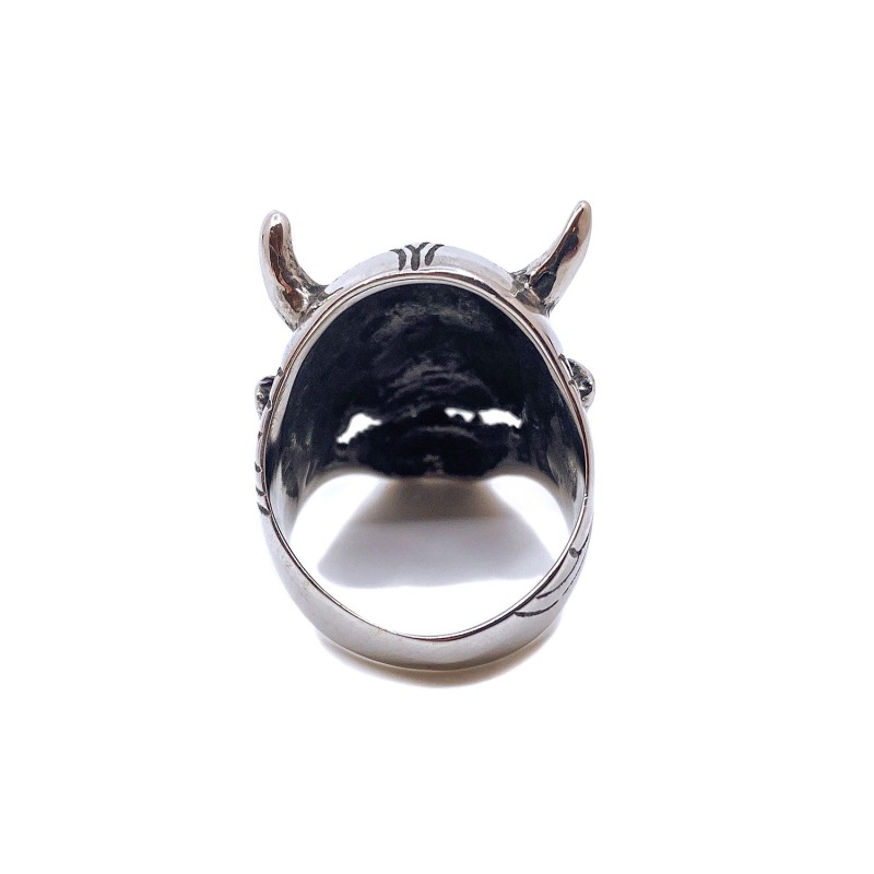 Bague démon japonais Hannya  en métal argenté