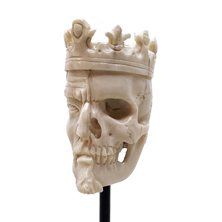 Crâne Roi double sculpté corne chevreuil façon Mémento Mori
