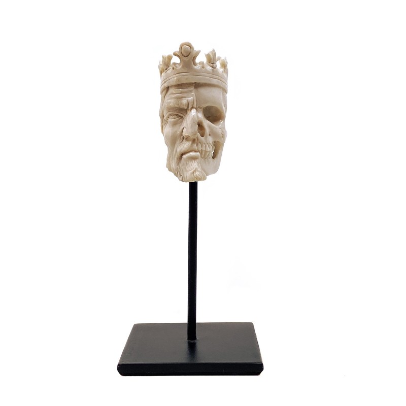 Crâne Roi double sculpté corne chevreuil façon Mémento Mori