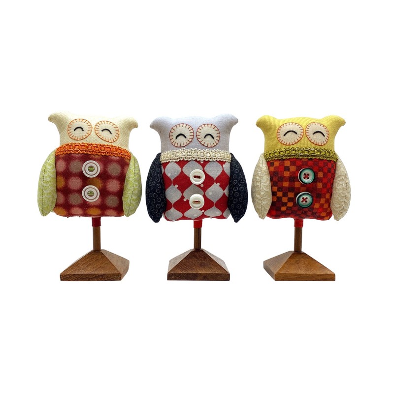 Hiboux en tissus déco travail artisanal