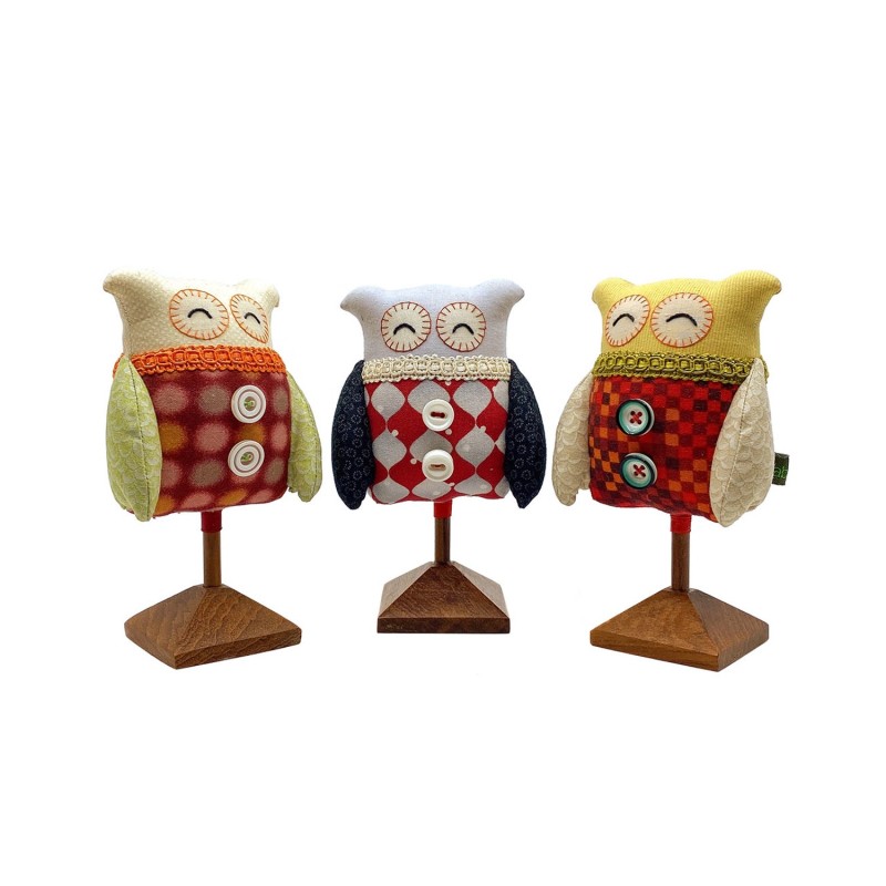 Hiboux en tissus déco travail artisanal