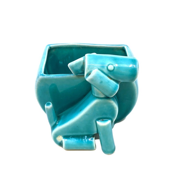 Petit vase chien en céramique