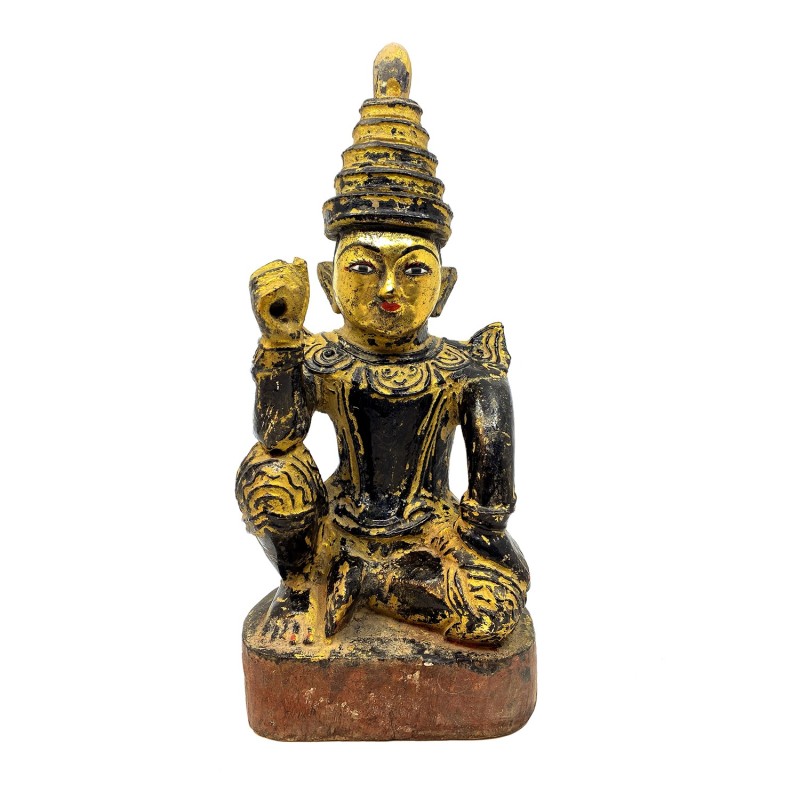 Statue appelée Nat en Birmanie bois laqué