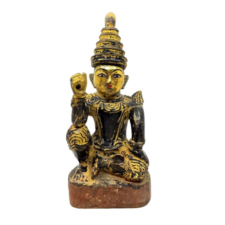 Statue appelée Nat en Birmanie bois laqué