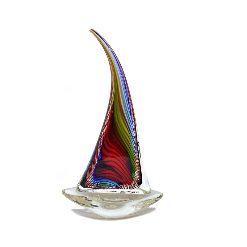 Voilier en verre soufflé polychrome Murano
