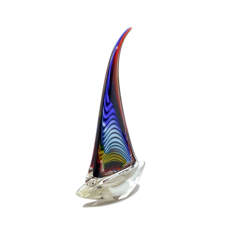 Voilier en verre soufflé polychrome Murano