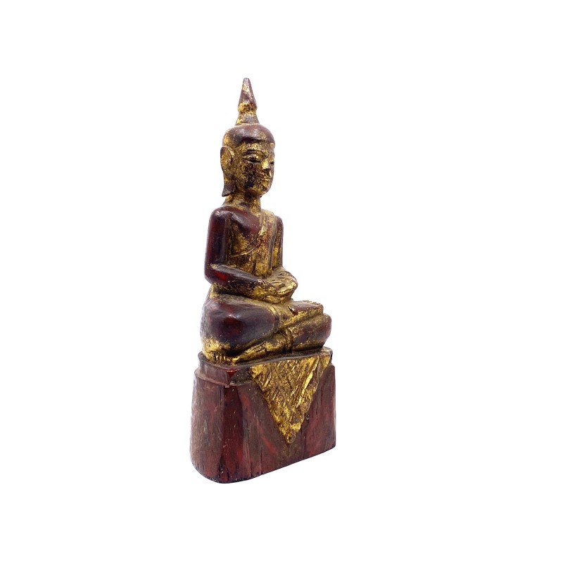 Bouddha d'offrande en bois peint, Lanna, Nord de la Thaïlande