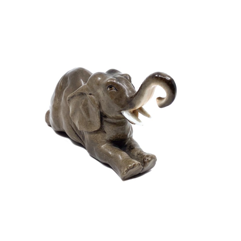 Eléphant couché gris brun