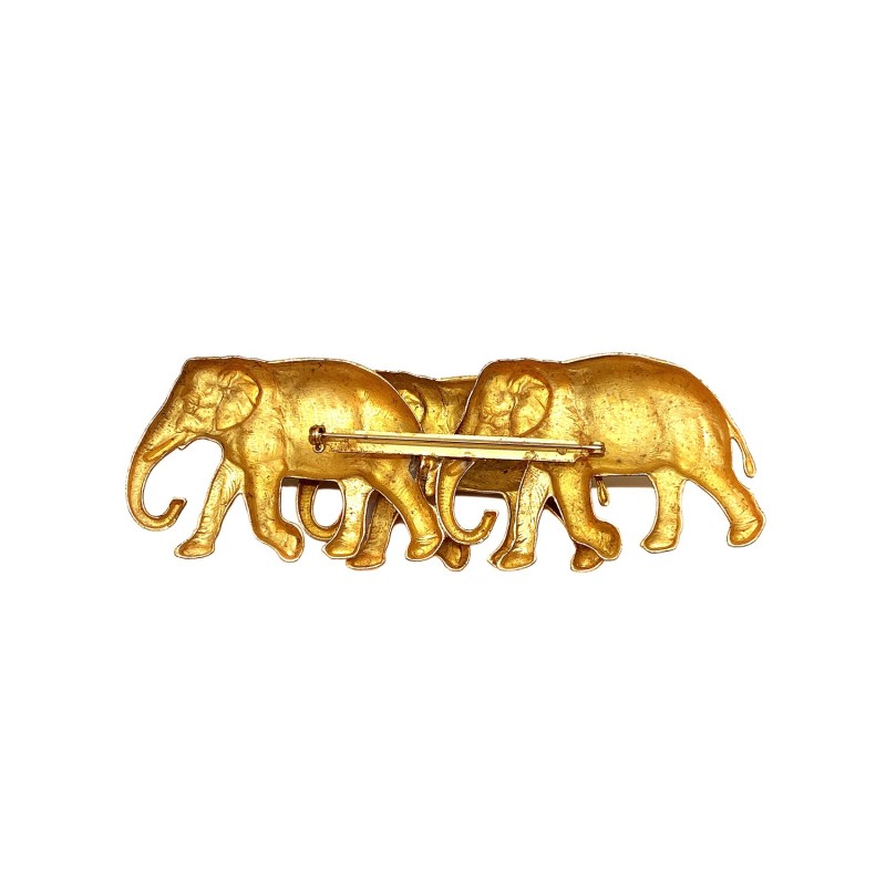 Broche vintage et sa  famille éléphants